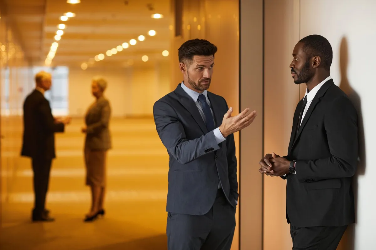 Two men talking outdoors, the conversation that has to happen within twenty-four hours